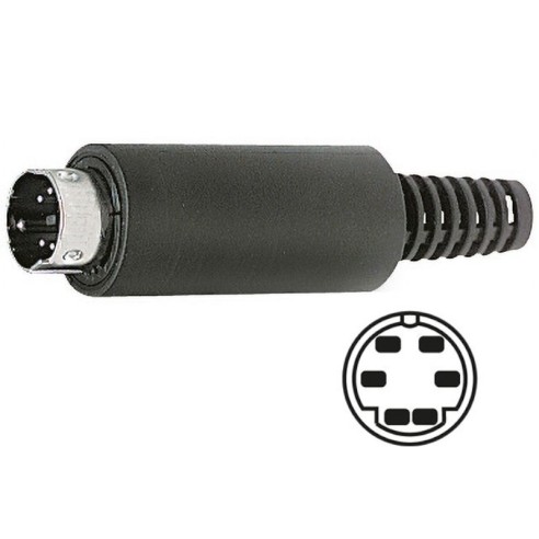 6-pin shielded Mini-Din plug