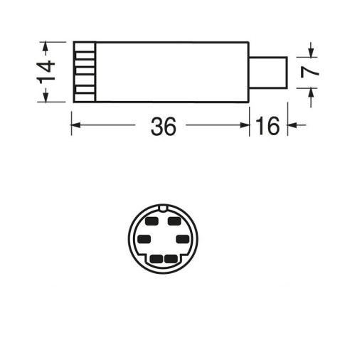 6-pin shielded Mini-Din plug