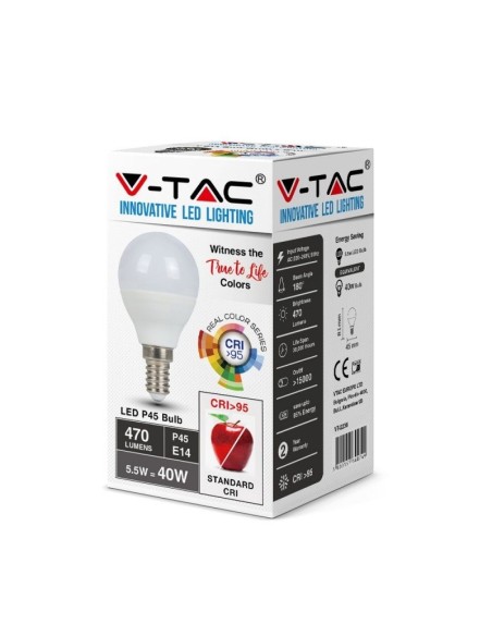 V-TAC VT-2236 LED bulb E14 5.5W P45 CRI 95