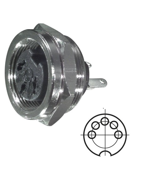 5-pin low frequency shielded panel Din socket with screw coupling