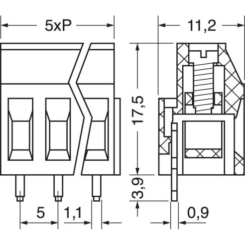 3-polige 5mm-pitch rijgklem voor...