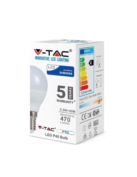 V-TAC PRO VT-236 LED Chip Bulb Samsung E14 5.5W P45
