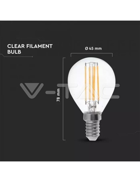 V-TAC VT-2466 LED-lamp E14 6W P45 Filament