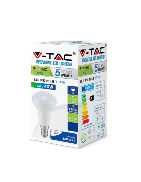 V-TAC PRO VT-250 LED Lamp met Samsung Chip E14 6W R50