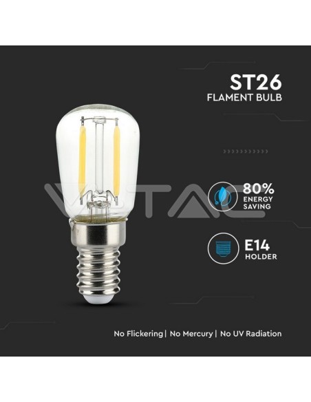 V-TAC VT-1952 E14 2W ST26 LED Filament Lamp