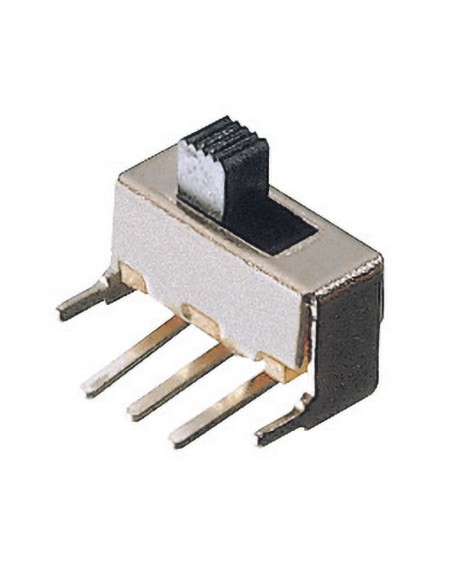 Schuifschakelaar SPDT ON-ON 90° voor printplaat, 30Vdc 0.5A - Lup Fung SKB-12F23-G6-NS