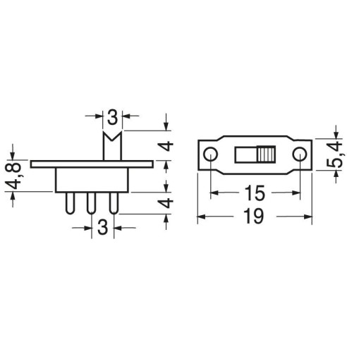 Interrupteur SPDT ON-ON pour PCB,...