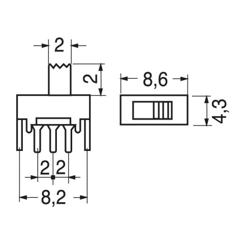 Slide switch SPDT ON-ON for PCB,...