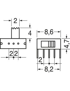 Slide switch SPDT ON-ON 90°... 2
