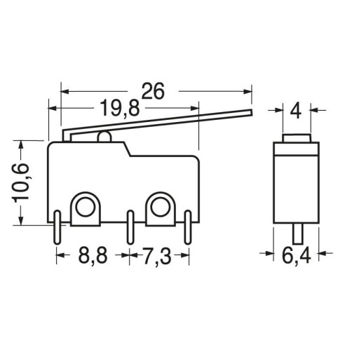 Deviatore finecorsa con leva 26mm,...