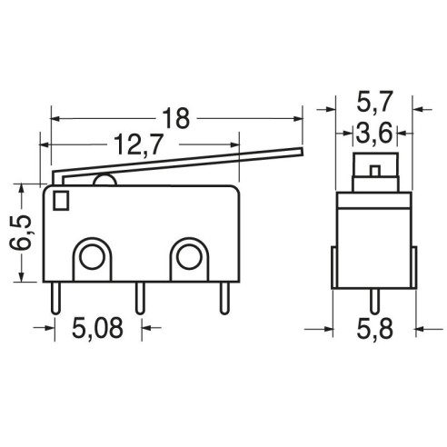 Endschalter mit Hebel 18mm,...