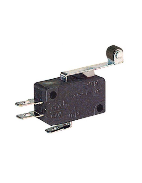 Interrupteur de fin de course avec levier 25.3mm avec rouleau, bornes faston 4.8mm, 250V 5A