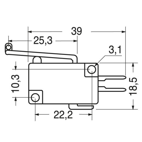 Endschalter mit Hebel 25,3mm mit...
