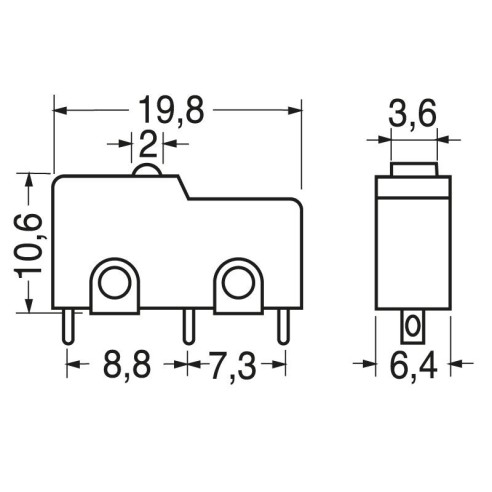 Limit switch, solder terminals, 125V 3A