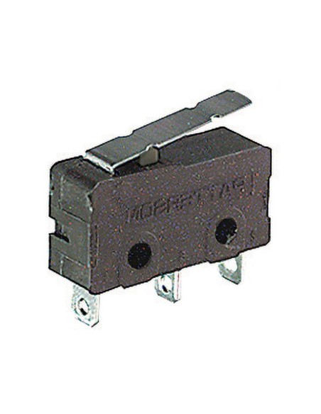 Final de carrera con palanca 16,6mm, terminales para soldar, 125V 3A