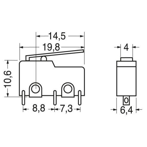 Deviatore finecorsa con leva 16,6mm,...