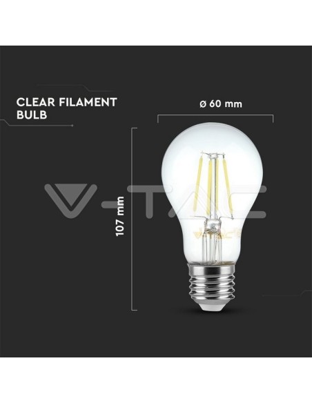 V-TAC VT-1885 LED Gloeilamp E27 4W A60 Filament