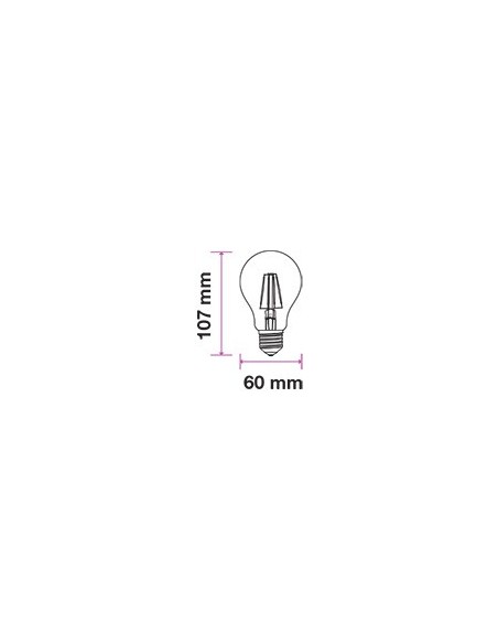 V-TAC PRO VT-256 287 Bombilla LED Chip Samsung E27 6W A60 Filamento 2700K