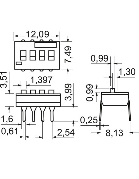 Dip switch a 4 posizioni - TE Connectivity ADE04A04