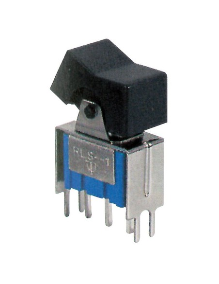 Interrupteur à bascule unipolaire SPDT ON-ON avec bouton noir, pour PCB, 125V 6A