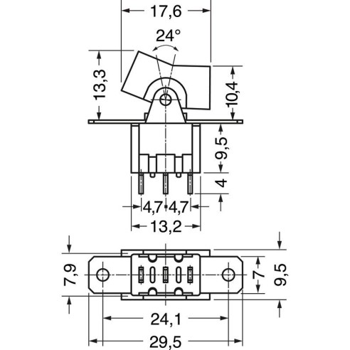 Single-pole rocker switch SPDT ON-ON...