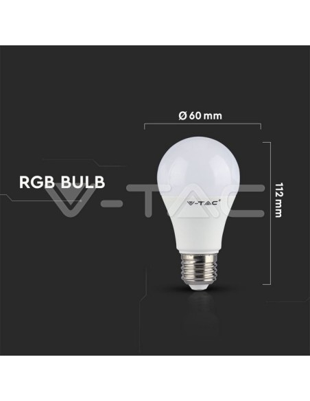 V-TAC VT-2229 LED Bulb E27 9W A60 with Remote Control RGB