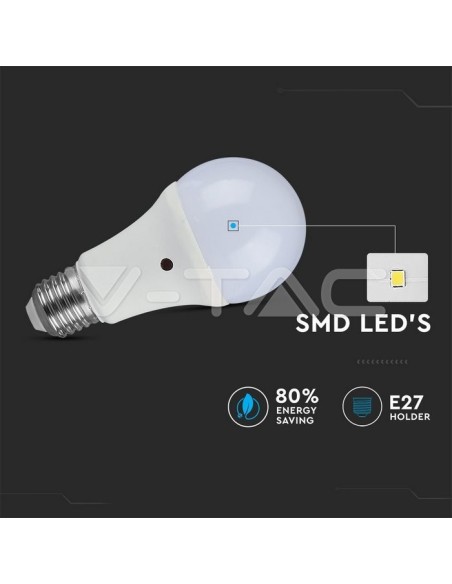 V-TAC VT-2016 LED-Glühbirne E27 9W A60 mit Dämmerungssensor
