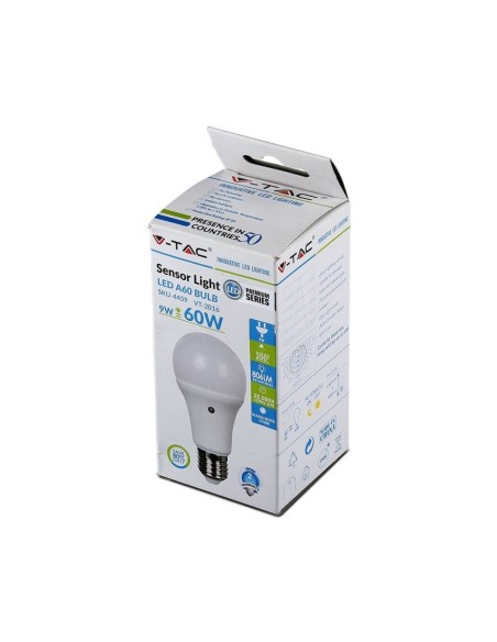 V-TAC VT-2016 LED Bulb E27 9W A60 with Twilight Sensor