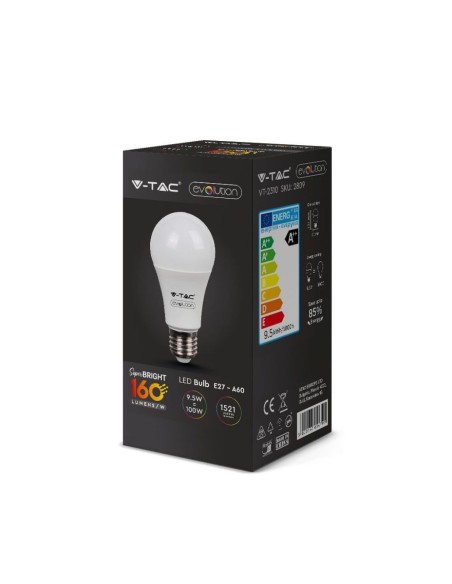 V-TAC VT-2310 LED Bulb E27 9.5W 160LM/W A60