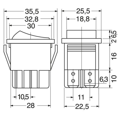 DPST double pole rocker switch ON-OFF...