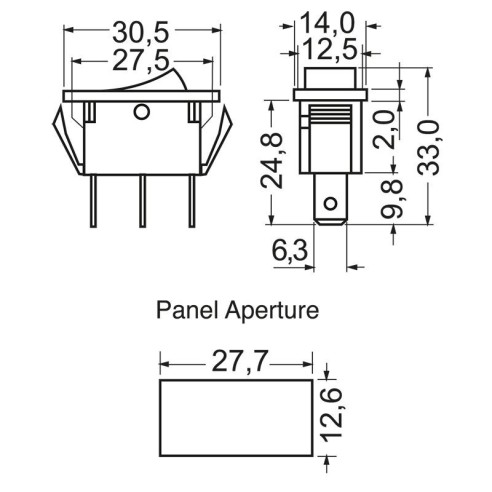 Single-pole rocker switch SPDT...