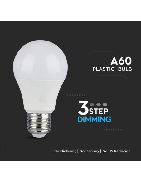 V-TAC VT-2011 LED Bulb E27 9W A60 3 Step Dimmable