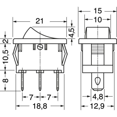 SPDT single-pole rocker switch ON-ON...