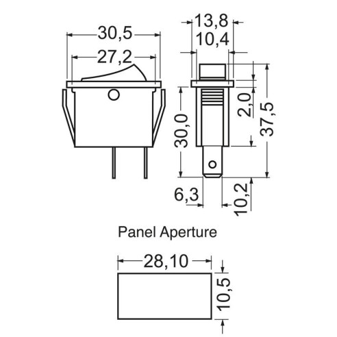 Single-pole rocker switch SPST...
