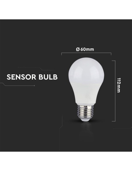 V-TAC VT-2219 LED Bulb E27 9W A60 with Motion and Twilight Sensor