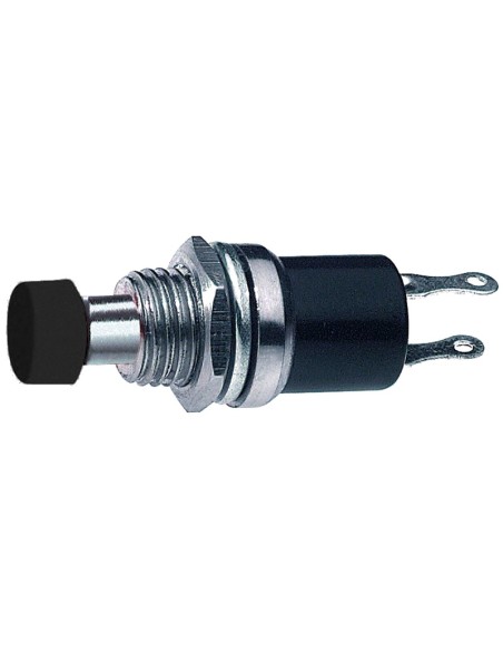 Single-pole black button with normally open contact, mounting hole Ø7mm - 250V 1A