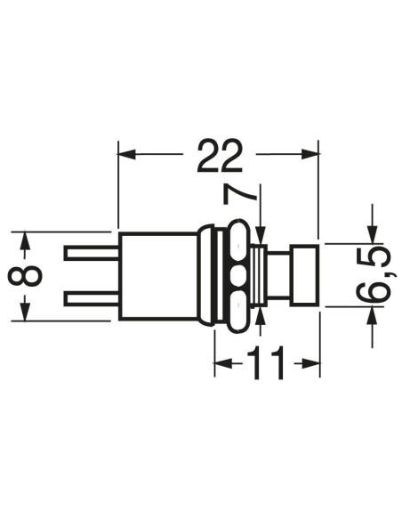 Single-pole black button with normally open contact, mounting hole Ø7mm - 250V 1A