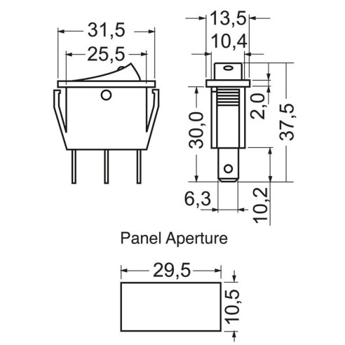 SPST single-pole rocker switch ON-OFF...