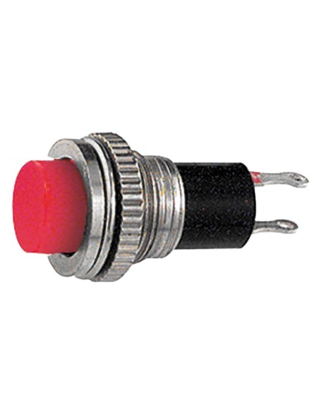 Eenpolige rode drukknop met normaal open contact, montagegat Ø10mm - 250V 0.5A