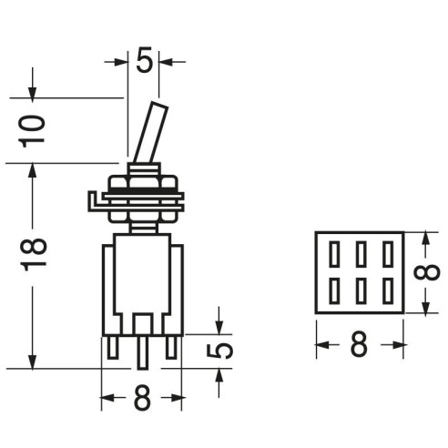 DPDT two-pole lever switch ON-ON with...