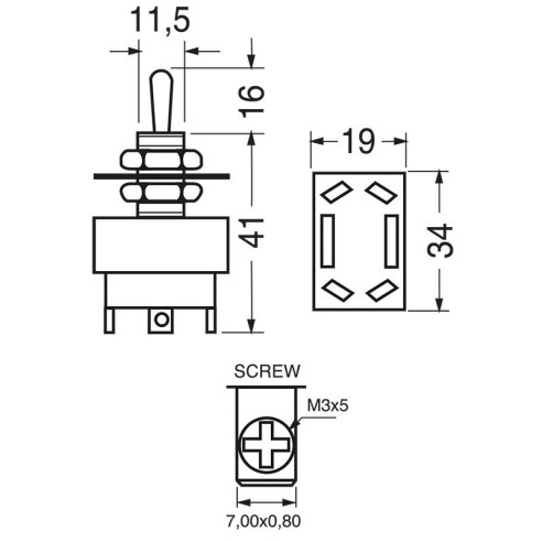 DPDT two-pole lever switch ON-ON with...