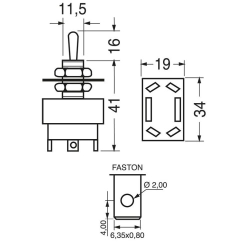DPDT two-pole lever switch ON-ON with...