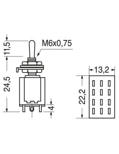 Four-pole lever switch 4PDT... 2