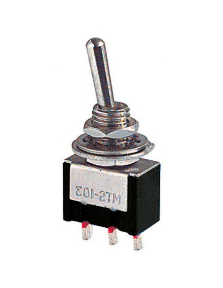 Einpoliger Hebelschalter SPDT (ON)-OFF-(ON) mit Lötanschlüssen, Befestigungsloch Ø6mm, 125V 6A