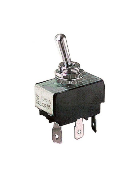 Interruptor unipolar SPDT ON-ON con terminales faston de 6,35mm, agujero de montaje Ø12mm, 250V 10A