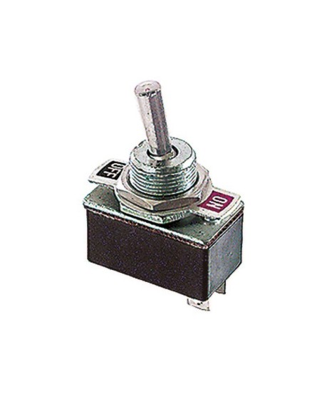 SPST single pole ON-OFF lever switch with solder terminals, mounting hole Ø12mm, 125V 4A