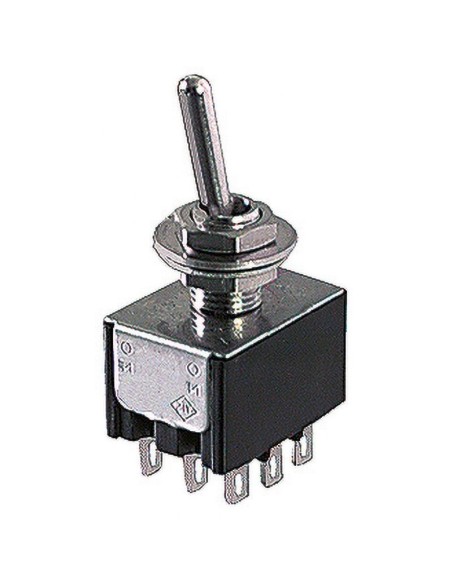 Interrupteur à levier 3PDT tripolaire ON-ON avec bornes à souder, trou de montage Ø6mm, 125V 6A