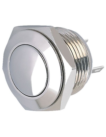 Single-pole steel pushbutton with normally open contact, mounting hole Ø16mm, IP65 - 250V 0.5A