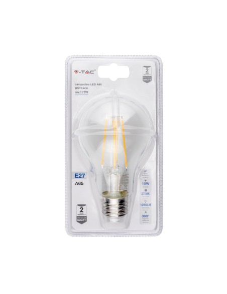 V-TAC VT-1981 2830 LED bulb E27 10W A65 Filament 2700K