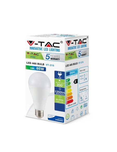 V-TAC PRO VT-215 LED Chip Bulb Samsung E27 15W A65